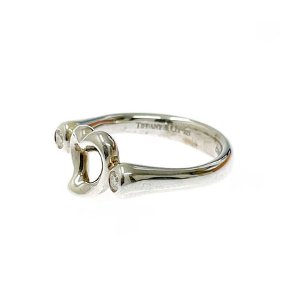 Tiffany & Co Silver Diamond Open Heart Ring 3.2g 925 Engraved 350097 Ring