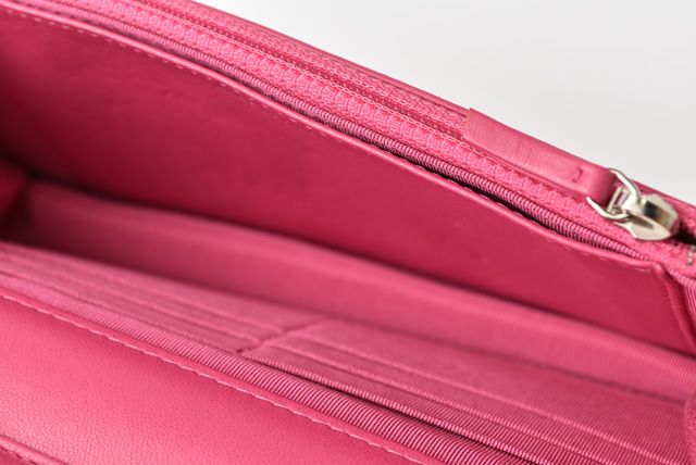 Chanel Chain Wallet Shoulder Bag Long Wallet Clutch Chanel Lambskin Pink Silver