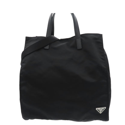 Prada Tote Black Tessuto Saffiano Triangle Logo Nylon 2-Way Shoulder Bag