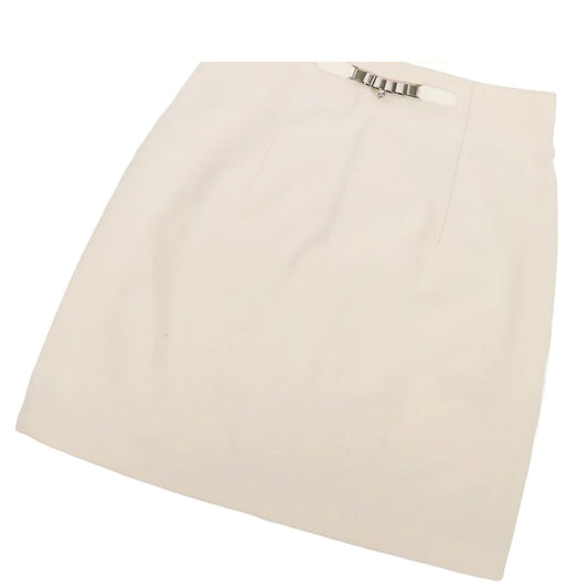 Hermes Leather Mini Skirt with Detail Brancasse Silver Cotton Bell 34