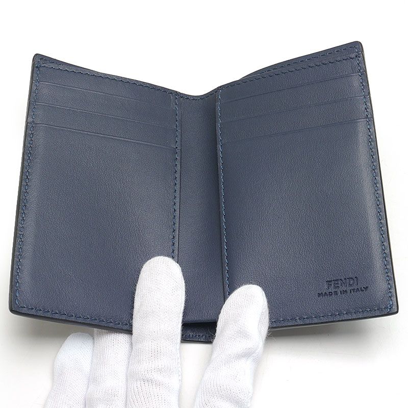 Fendi Monster Bug's Eye Card Case Navy And White