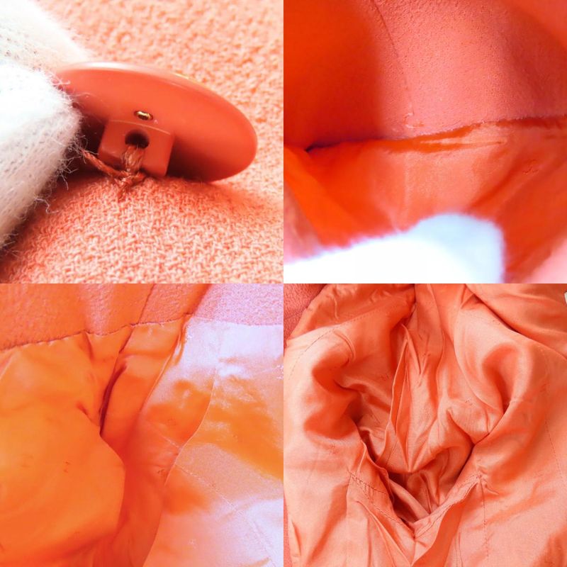 Chanel Collarless Jacket C-tk-5914 Coco Mark 36 Wool Silk Pink Double Apparel