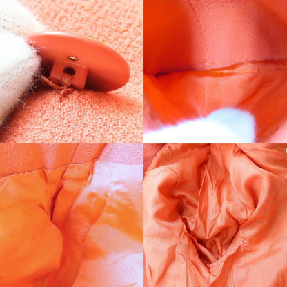 Chanel Collarless Jacket C-tk-5914 Coco Mark 36 Wool Silk Pink Double Apparel