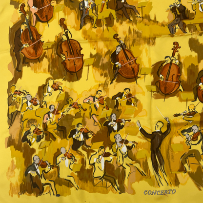 Hermes Carre 90 Concerto Silk Scarf Yellow