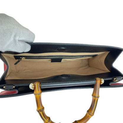 Gucci Bamboo Nim Fair Black Gold Hardware Leather 453764 Handbag Shoulder Bag