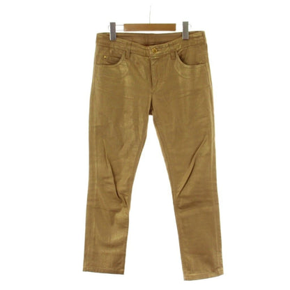 Louis Vuitton Stretch Pants 36 Gold Color Beige Straight Full Length