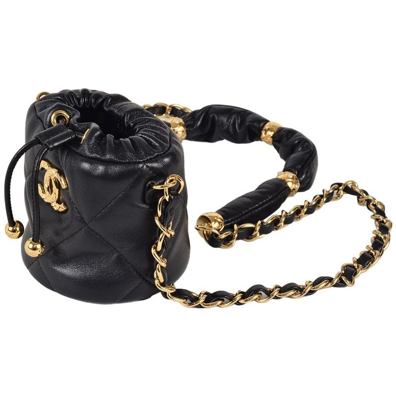 Chanel Coco Mark Chain Shoulder Pouch Shoulder Bag Lambskin Ap2330 Black Gold