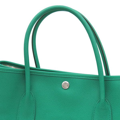 Hermes Garden Party PM Tote Bag Vaux Epson Vert Jade Silver Hardware Green