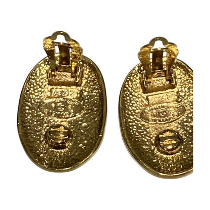 Chanel ⑤ Vintage Crown Motif Coco Mark Earrings Ladies Gold