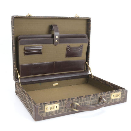 Vintage Fendi Zucca Leather Attache Case Hard Case Business Briefcase Business