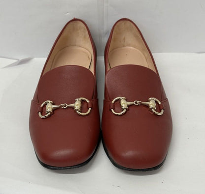 Gucci 466702 Horsebit Leather Loafers Red 35 1 2 Approx 22.5cm (8.86in) with