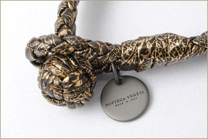 Bottega Veneta Bracelet Bangle Bottega Veneta Intrecciato Calf Oro Black 113546