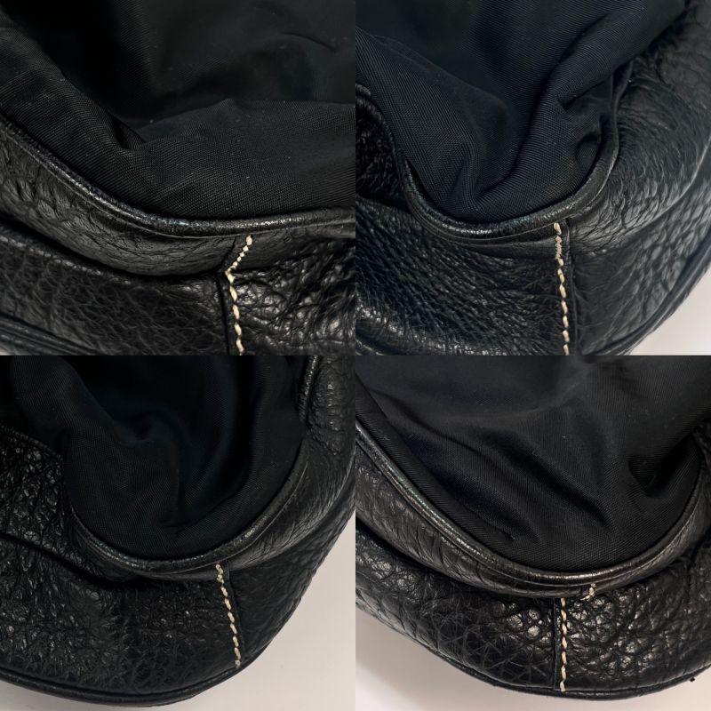 Prada Shoulder Bag Diagonal Bag Black Leather 35bs145