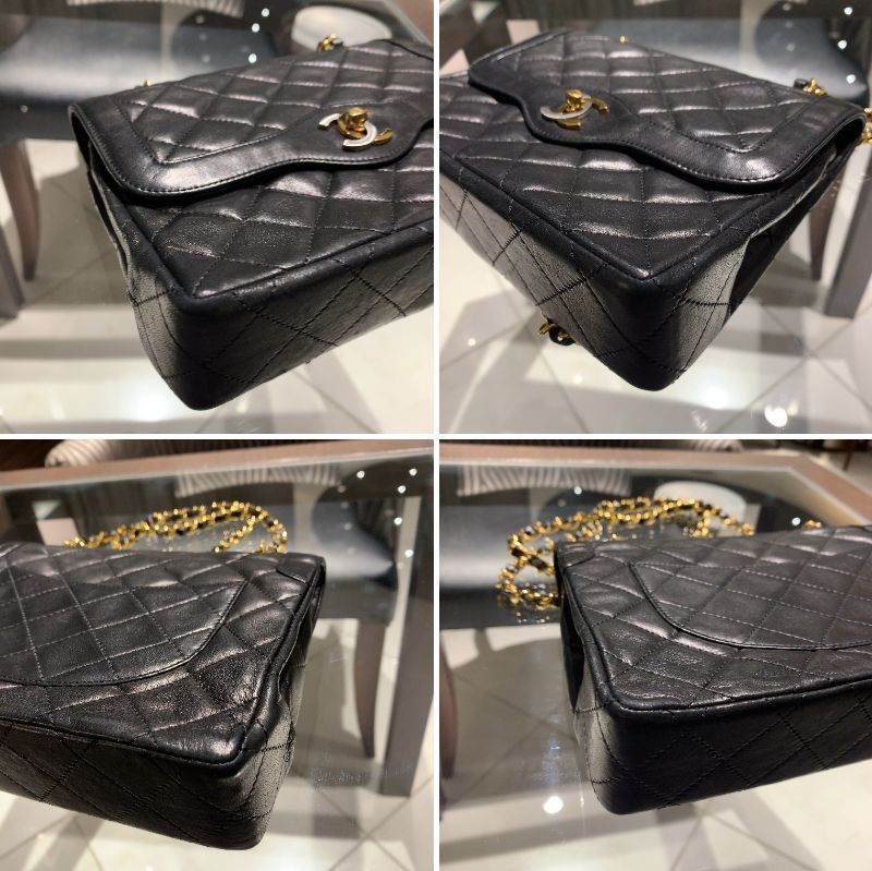 ◎ Authentic Chanel Paris Limited Matelasse Shoulder Bag Chain Black Gold