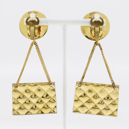Chanel Coco Mark Matelasse Motif Gold Plated 26 Ladies 39.0g Earrings