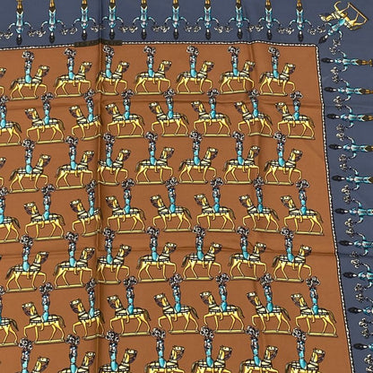 Hermes LES Artificiers Horse Carre Scarf Blue Brown Multicolor Silk Mother's