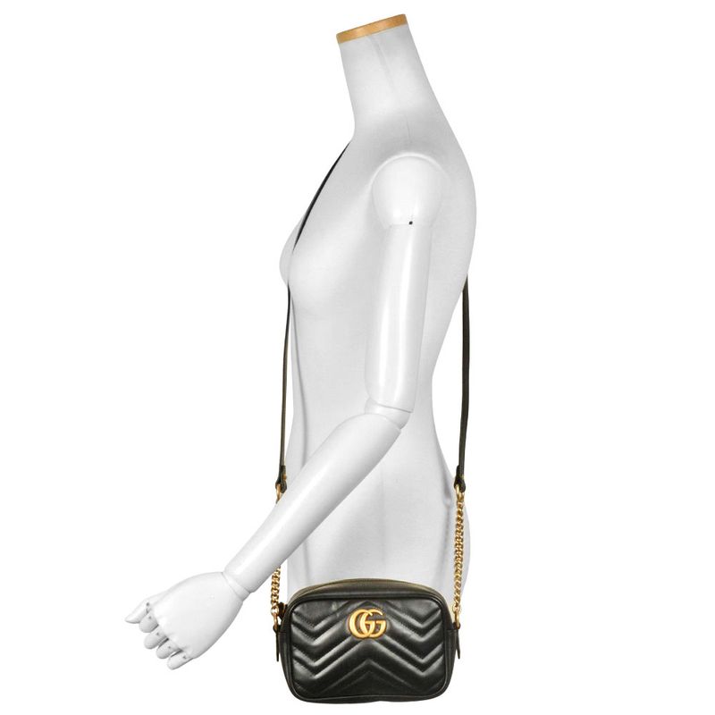 Gucci GG Marmont Shoulder Bag Leather 448065 Black Women