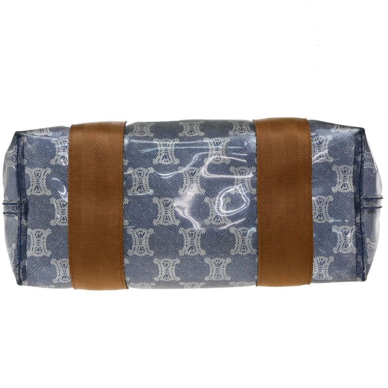 Celine Shoulder Bag Macadam Vinyl Leather Blue Brown 38ka973