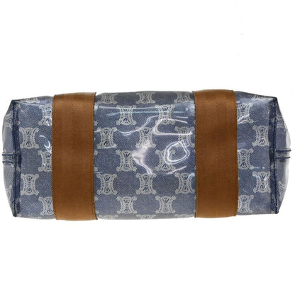 Celine Shoulder Bag Macadam Vinyl Leather Blue Brown 38ka973