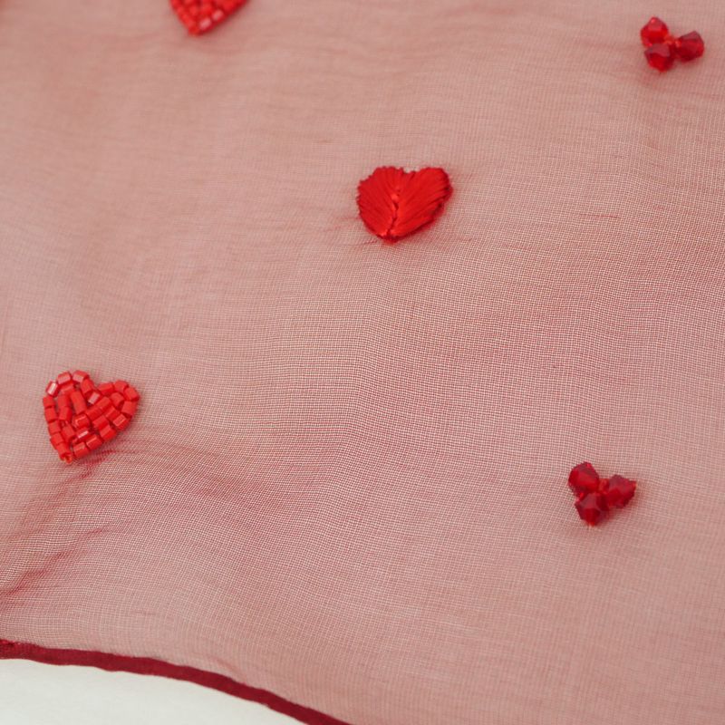 Hermes Grand Manage Bandana Love Carre 65 Silk Muslin Embroidery Beads