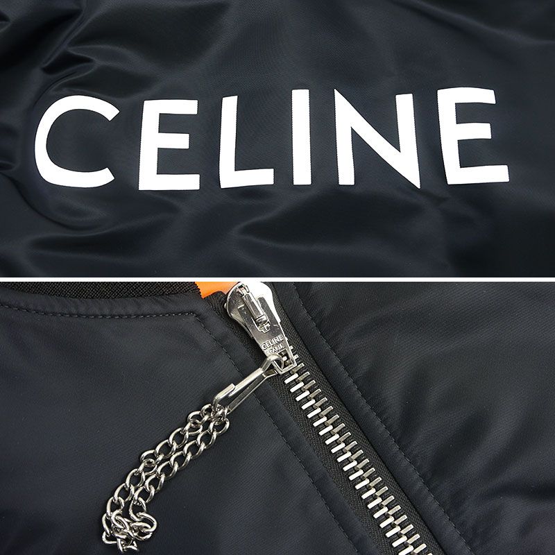 Celine Back Logo Bomber Jacket 46 Dark Navy