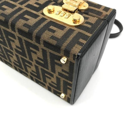 Fendi Zucca Trunk Vanity 2-Way Hand Bag Brown