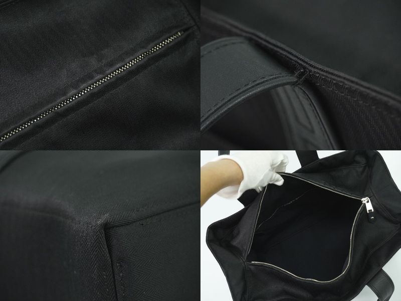 Authentic Hermes Acapulco MM Tote Handbag Canvas Black Acapulco Bag Pre-owned