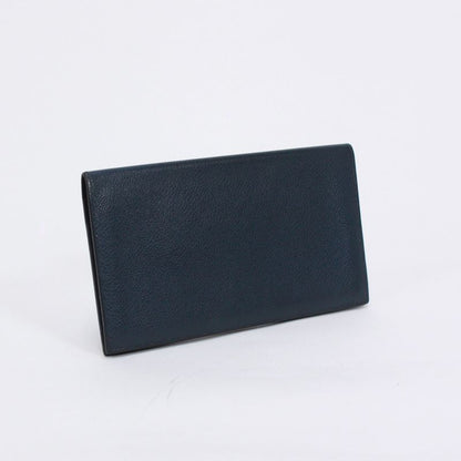 Hermes Long Wallet Evercolor Leather Navy Wallet
