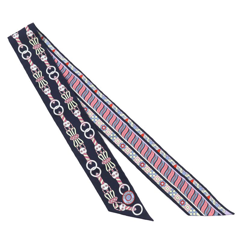 Hermes 063853s Harnais En Rosace Harness Rose Window 100% Silk Marine/rose/jaun