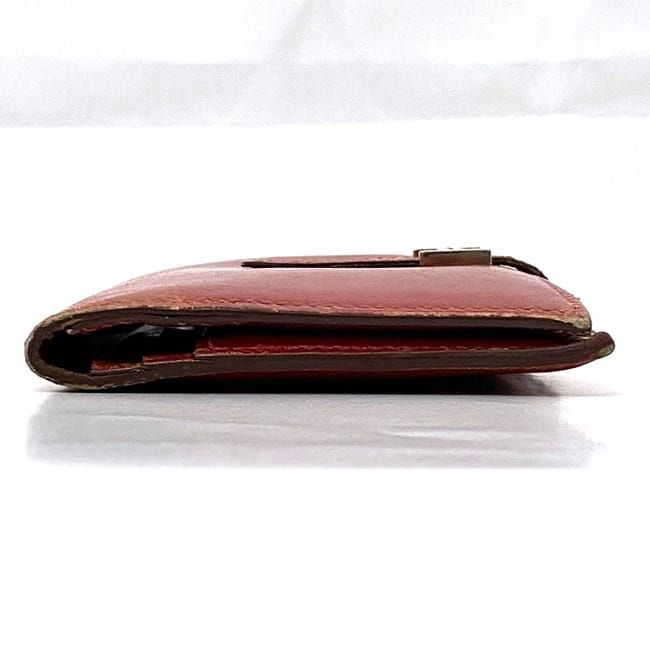 Hermes Bifold Long Wallet Bearn Ec21287 Red Wallet Leather