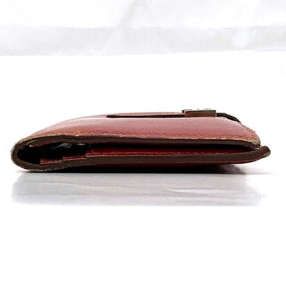 Hermes Bifold Long Wallet Bearn Ec21287 Red Wallet Leather
