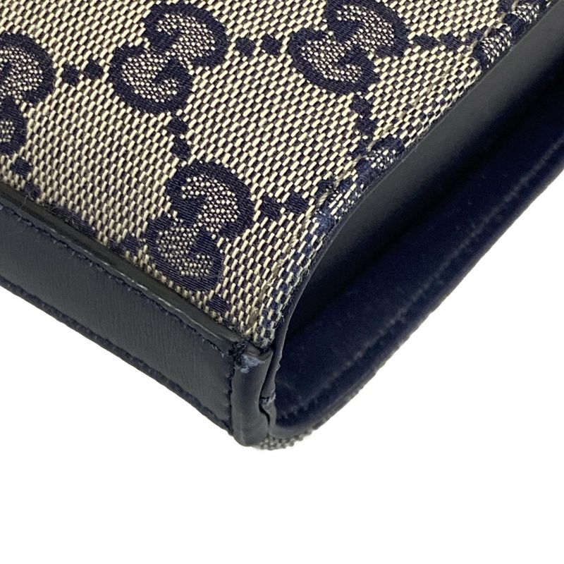 Gucci Shoulder Bag GG Pattern 782919 Gray×navy×red Leather