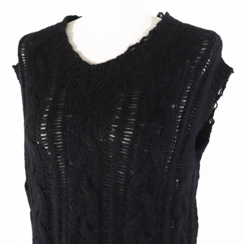 Christian DIOR 244t61am144 Alpaca Silk BEE Embroidery Cable Knit Sleeveless