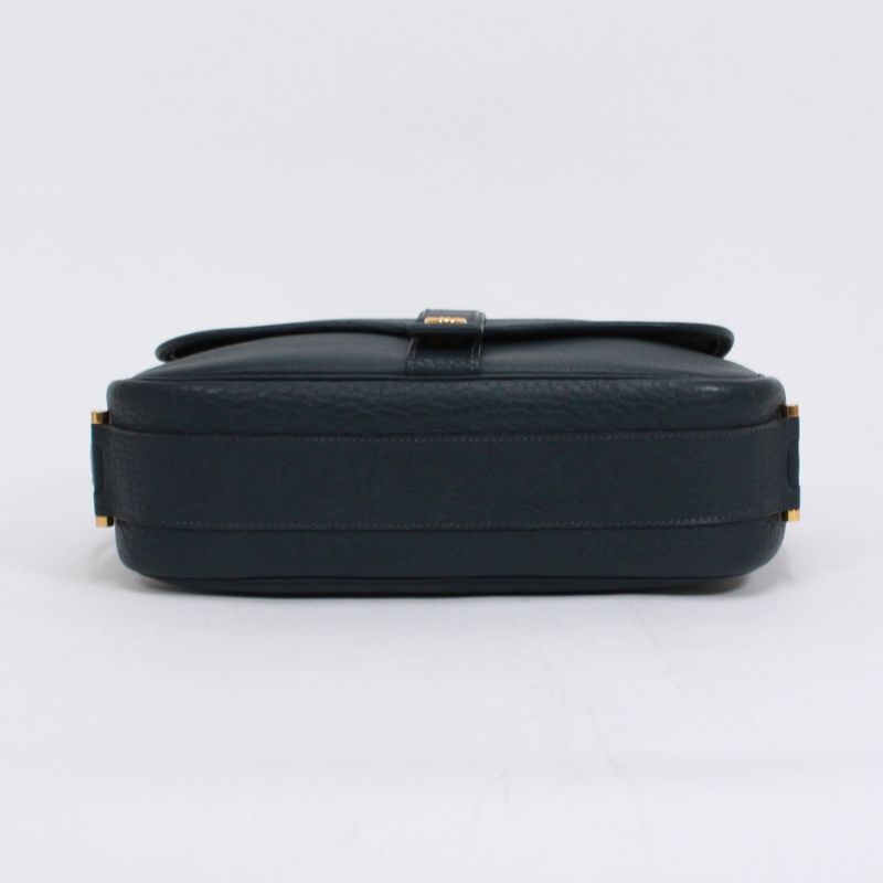 Hermes Noumea Buffalo Navy Shoulder Bag Gold