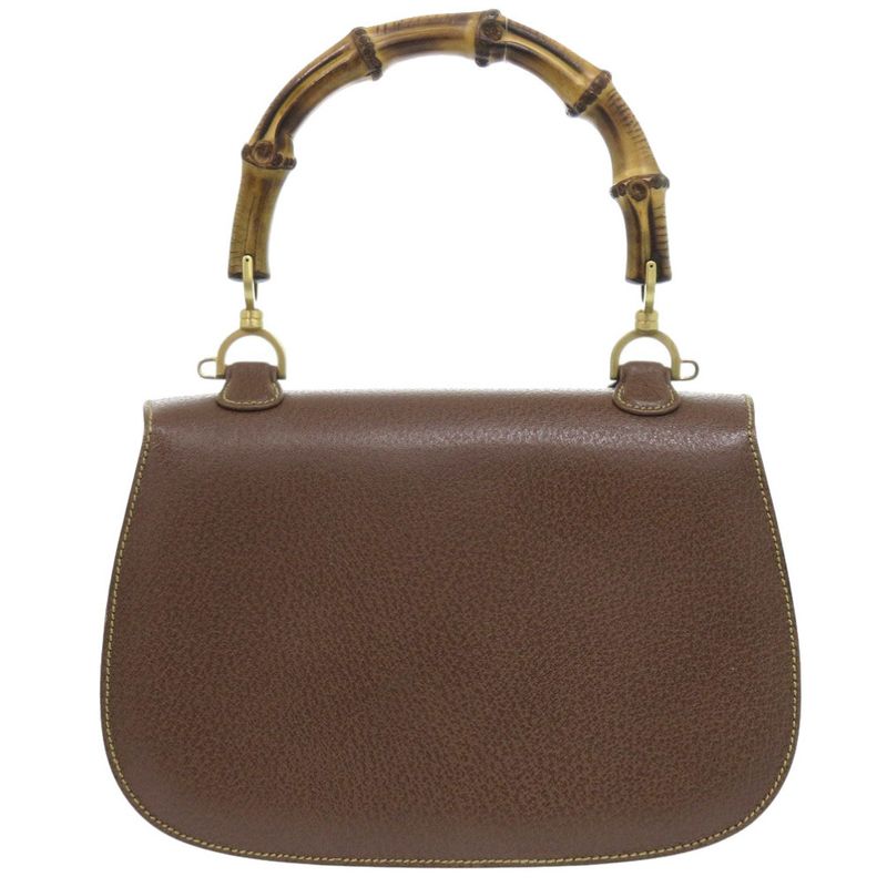 Gucci Bamboo 2WAY 000 926 0633 Leather Brown Handbag Brown 1074 Gucci