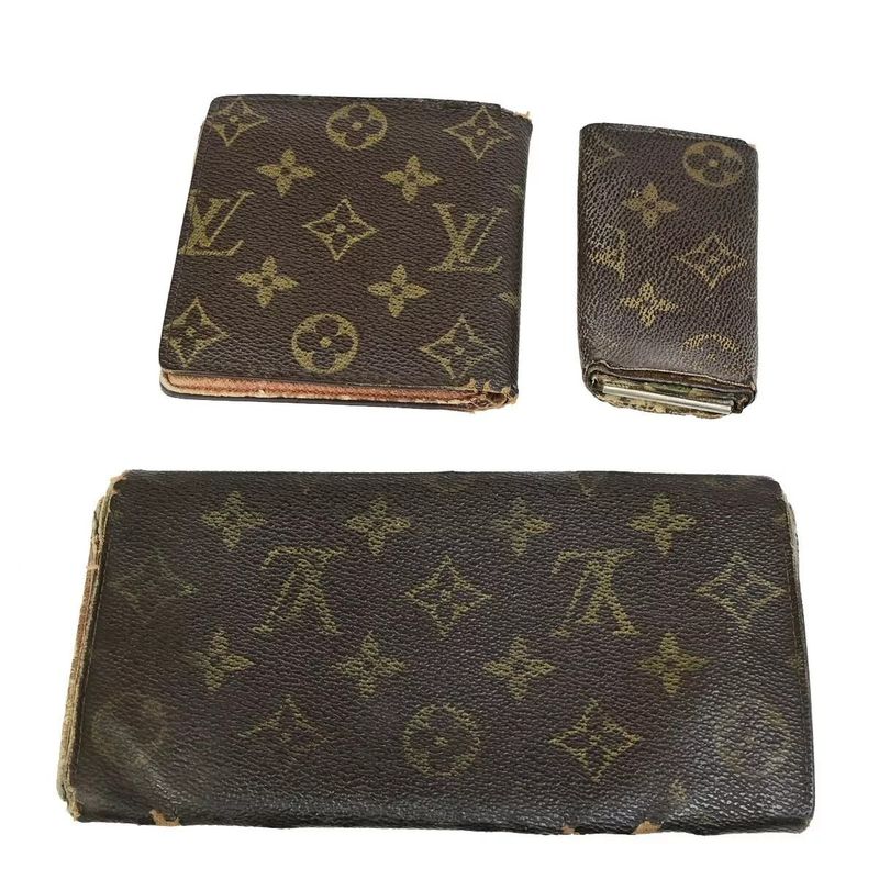 Louis Vuitton Long Wallet Monogram 3 Set Fold Wallet 66bs078