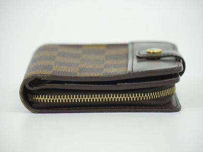 Authentic Louis Vuitton LV Compact Zip Damier Ebène Fold Wallet Brown N61668
