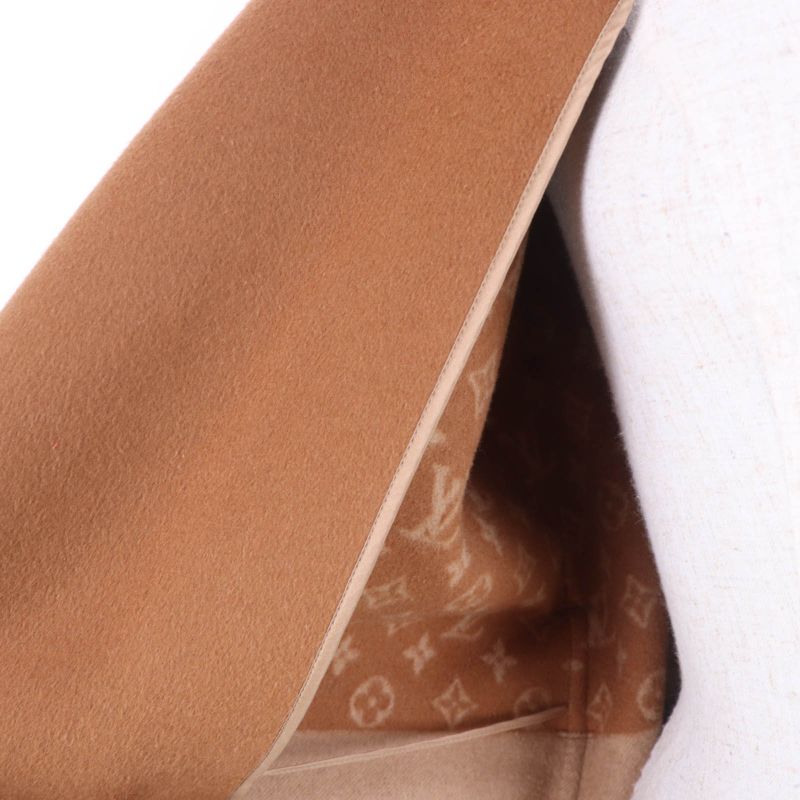 Louis Vuitton Wool Silk-blend Lined Monogram Belted Collarless Long Length Coat