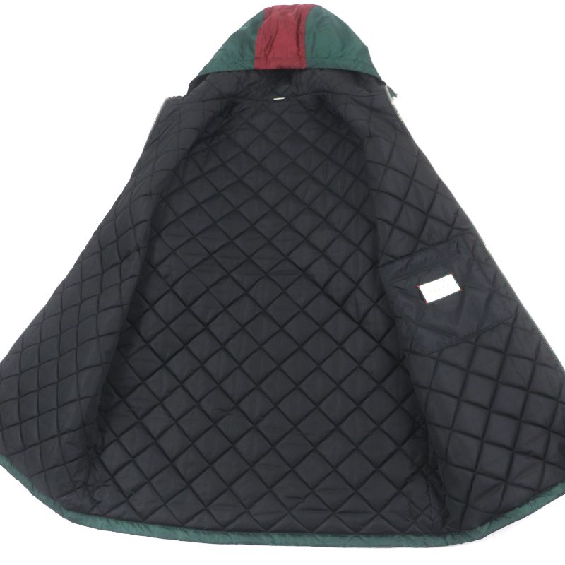 Gucci 590746 GG Pattern Hooded Cotton Double Zip Up Coat Mountain Hoodie Green