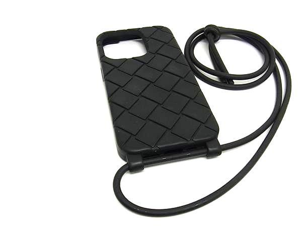 Bottega Veneta Intrecciato Rubber Iphone 14 Pro Phone Case In Black Bl4759