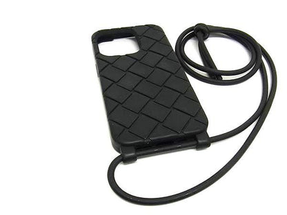 Bottega Veneta Intrecciato Rubber Iphone 14 Pro Phone Case In Black Bl4759
