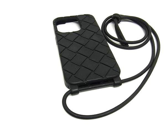 Bottega Veneta Intrecciato Rubber Iphone 14 Pro Phone Case In Black Bl4759