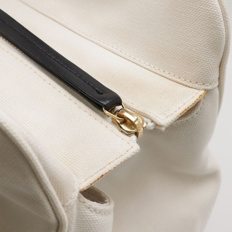 Chanel Coco Mark Marshmallow Bag Tote Bag Handbag Canvas Ivory White Black