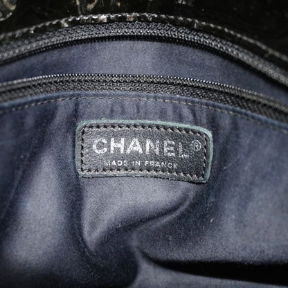 Chanel Shoulder Bag Patent Leather Black Silver Hardware Women