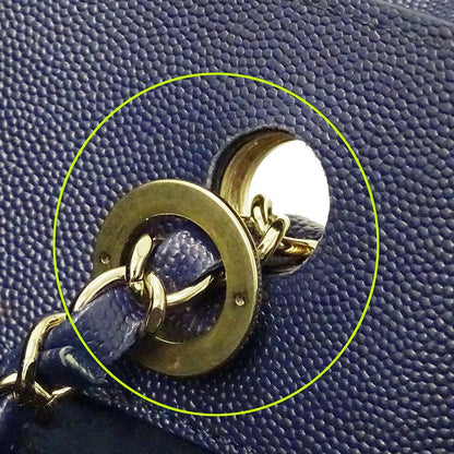 Chanel Bag Women's Brand Handbag Shoulder Bag 2way Caviar Skin Deauville Navy