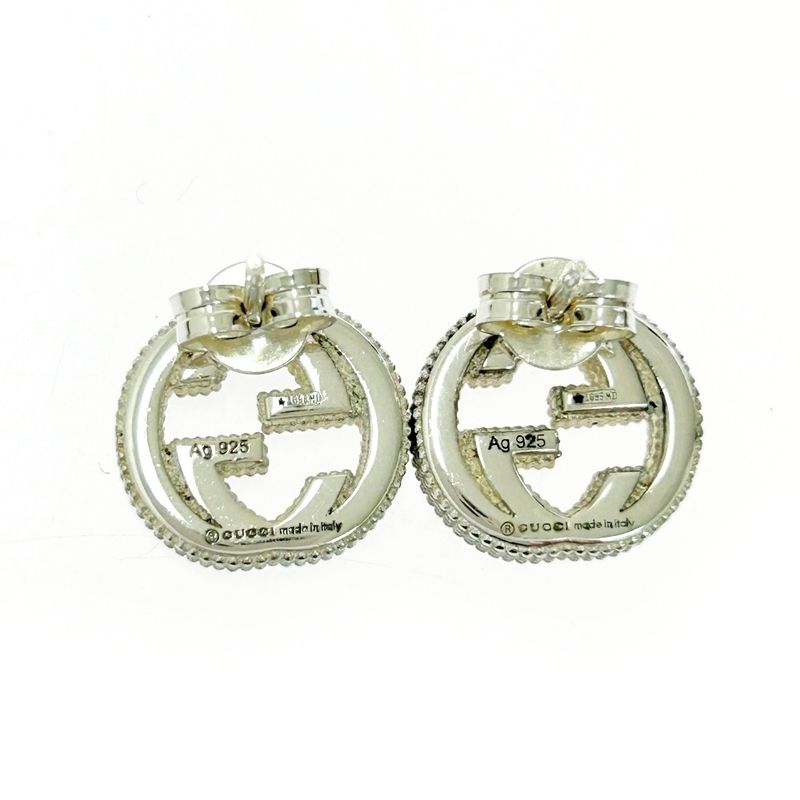 Gucci Silver Interlocking G Earrings 5.7g 925 Engraved 486779 Earrings