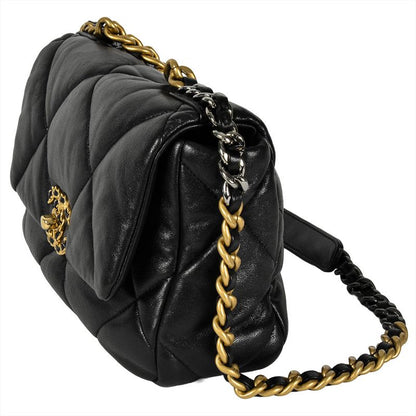 Chanel 19 Shoulder Bag Lambskin As1160 Black Gold Hardware Random Plate