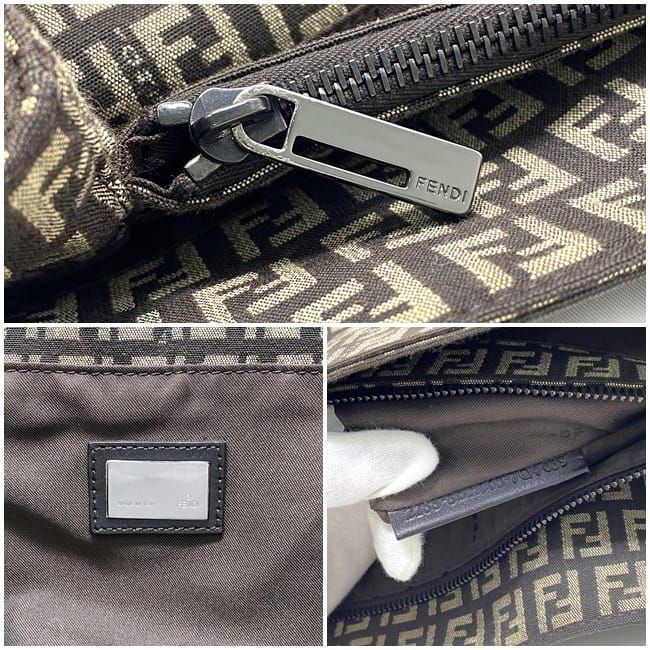 Fendi Tote Bag Brown Beige Zucchino 8bh068 Excellent Condition