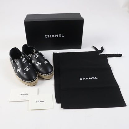 CHANEL 22S G38628 Coco Mark Pattern Espadrilles / Slip-on / Leather Shoes