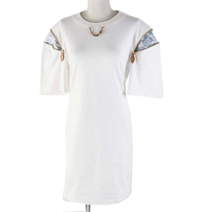 Louis Vuitton 23AW 1abrxk Zipper Sleeve T-shirt Dress Cotton Dress White Light